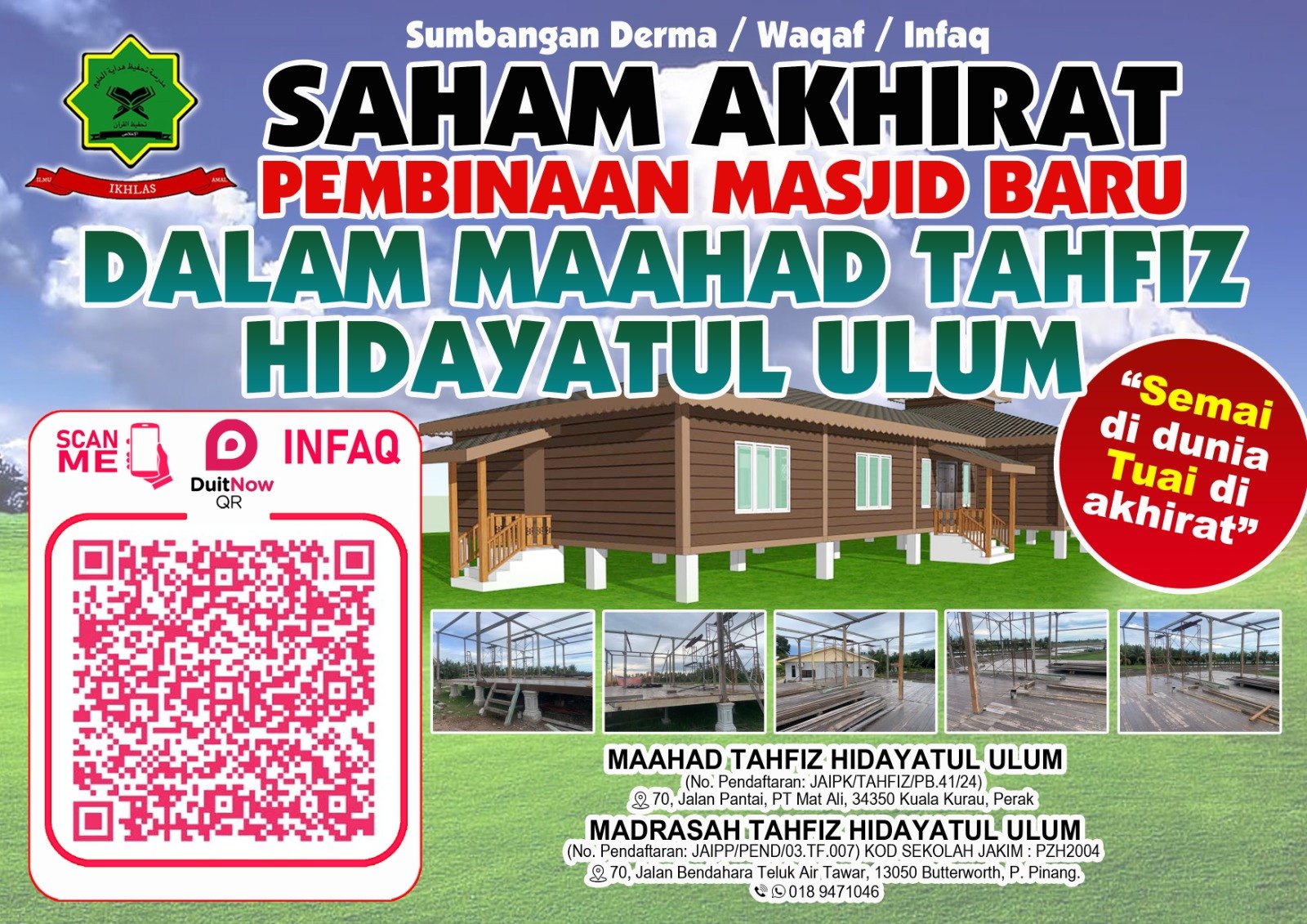 Pembangunan masjid Madrasah Tahfiz Hidayatul Ulum